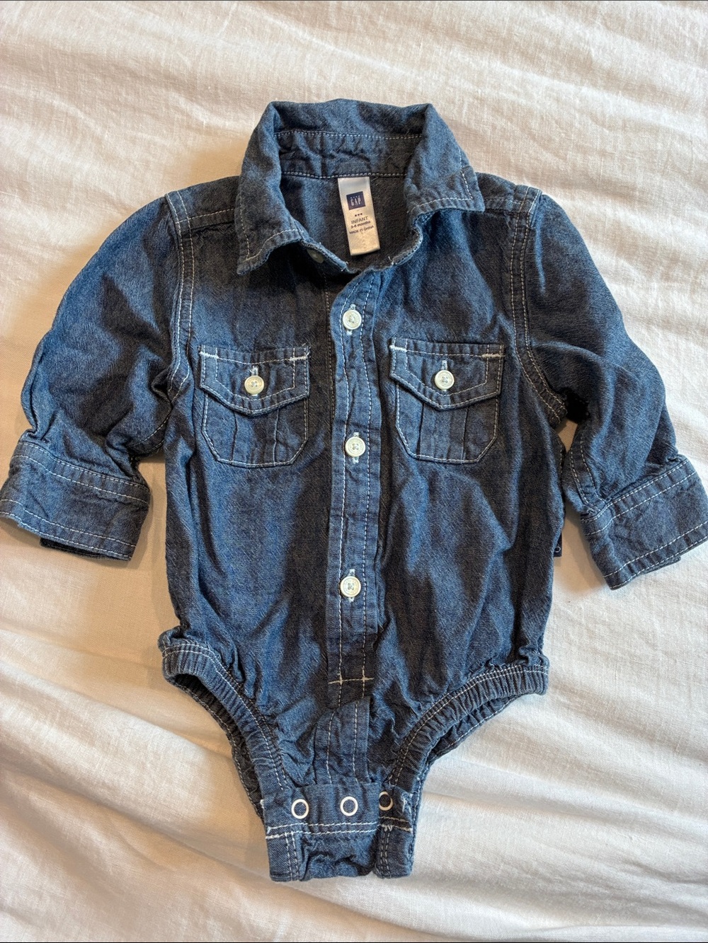 GAP Blue Denim-Style Baby One-Piece Bodysuit